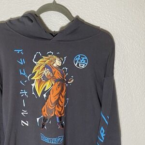 Dragon Ball Z Men's XL Super Saiyan 3 Goku Kanji Pullover Hoodie Sweatshirt Gray